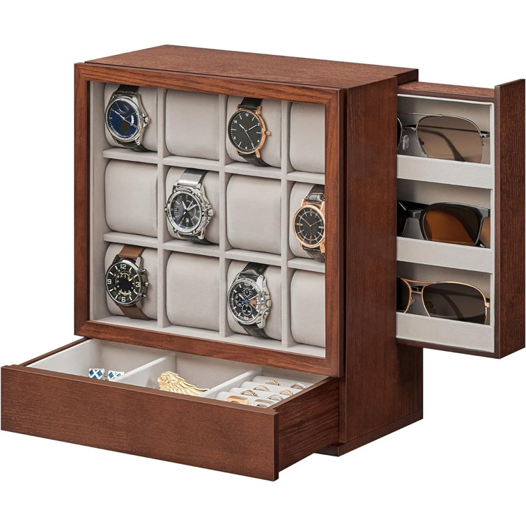 Latitude Run 12 Slot Wooden Watch Box Watch Display Case With